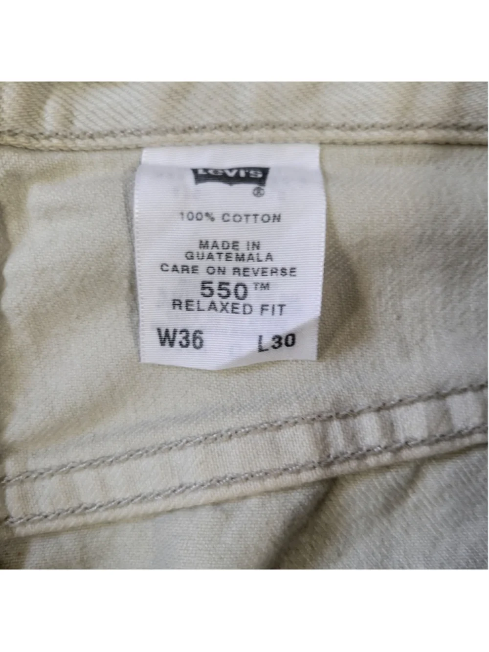 Levi's 505 Relaxed Fit Beige 100% Cotton Straight Jeans Size 38/30 Men's Pre-own